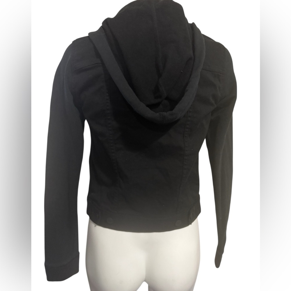 Levi's Black Women's Trucker Jean Jacket, hybrid, sweatshirt sleeves, hoody, XS - Picture 9 of 11